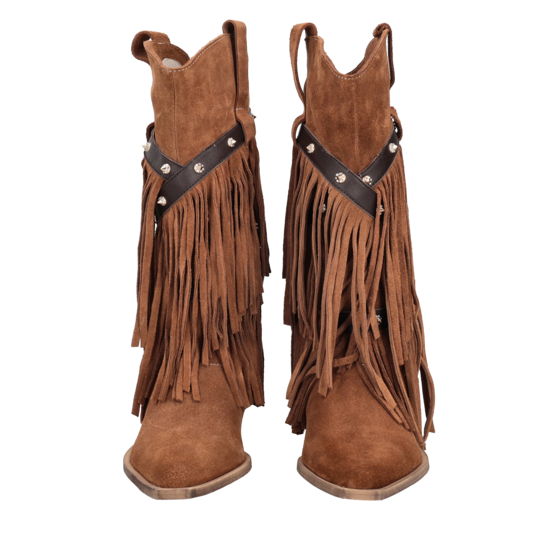 Stivale Wild Glam in suede con frange colore cuoio