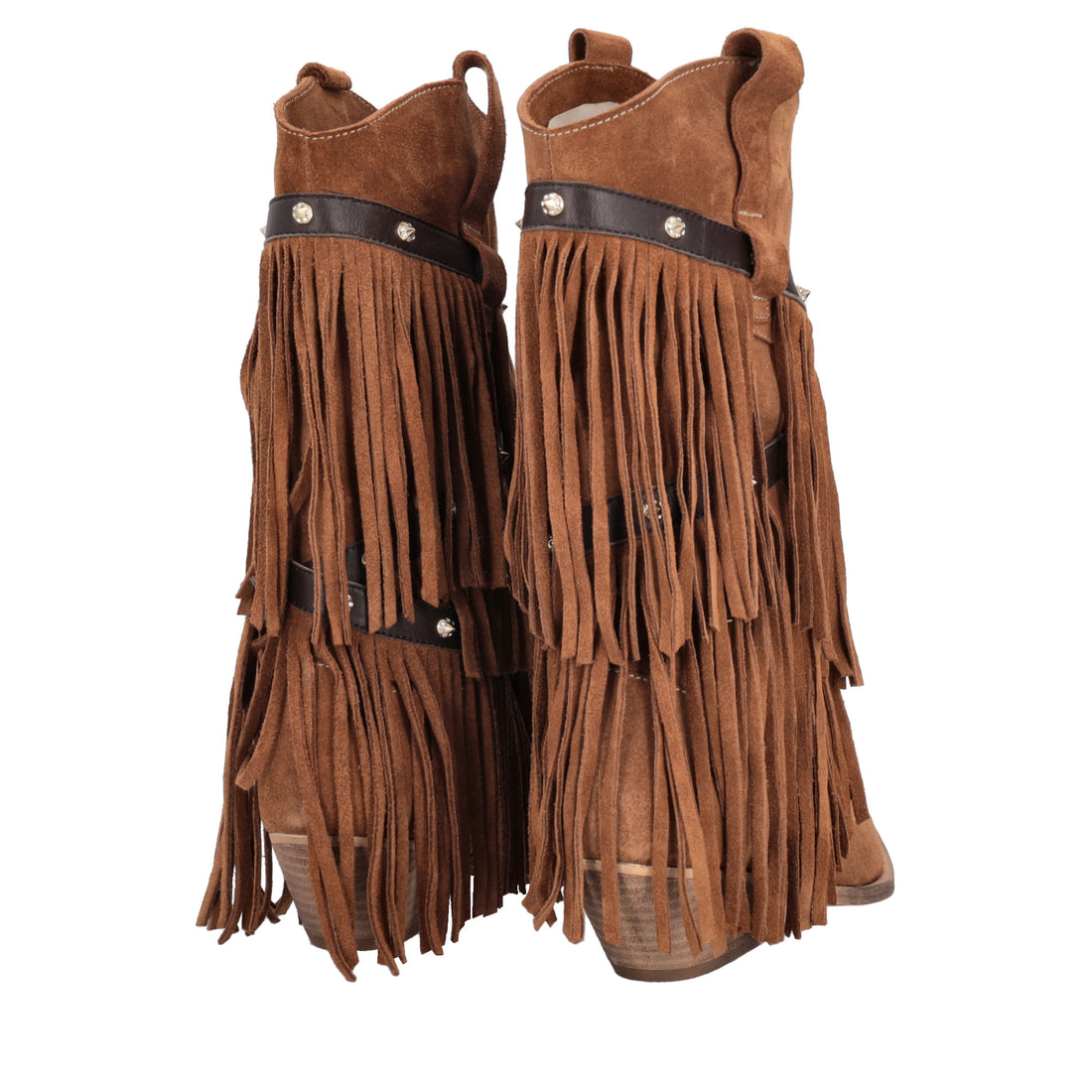 Stivale Wild Glam in suede con frange colore cuoio