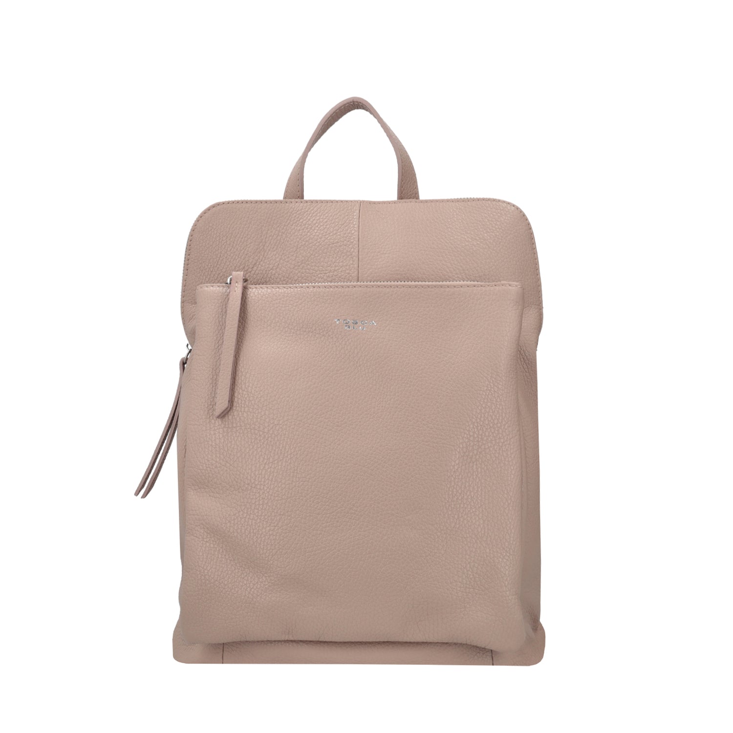 POWDER-COLORED LEATHER BACKPACK WITH ZIPPER CLOSURE