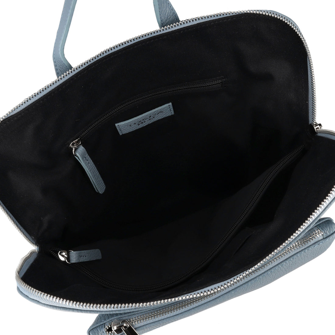 Zaino in pelle con chiusura  a zip colore blu avio