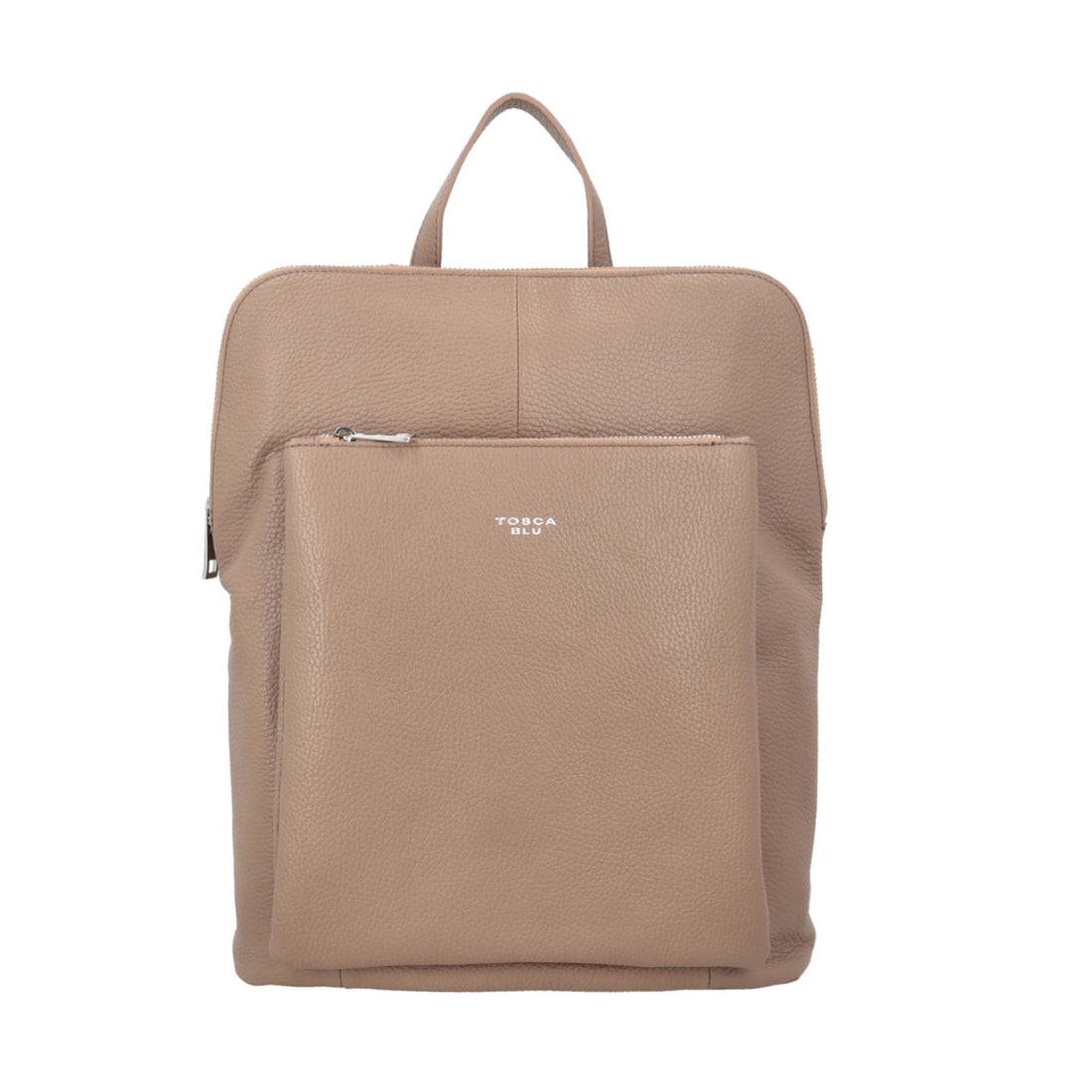 Zaino in pelle con chiusura  a zip colore fango