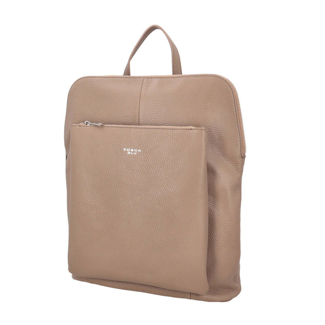 Zaino in pelle con chiusura  a zip colore fango