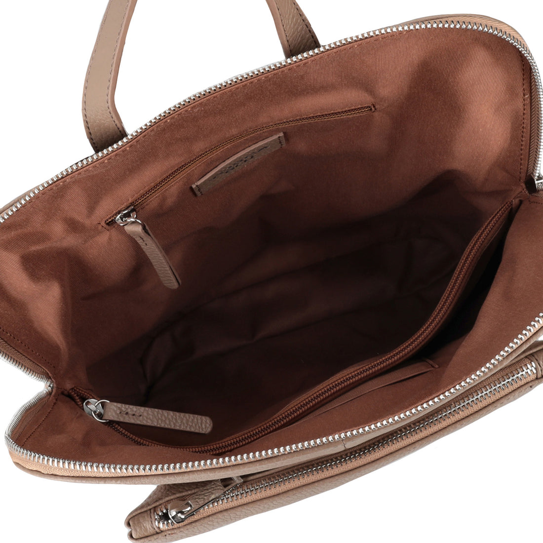 Zaino in pelle con chiusura  a zip colore fango