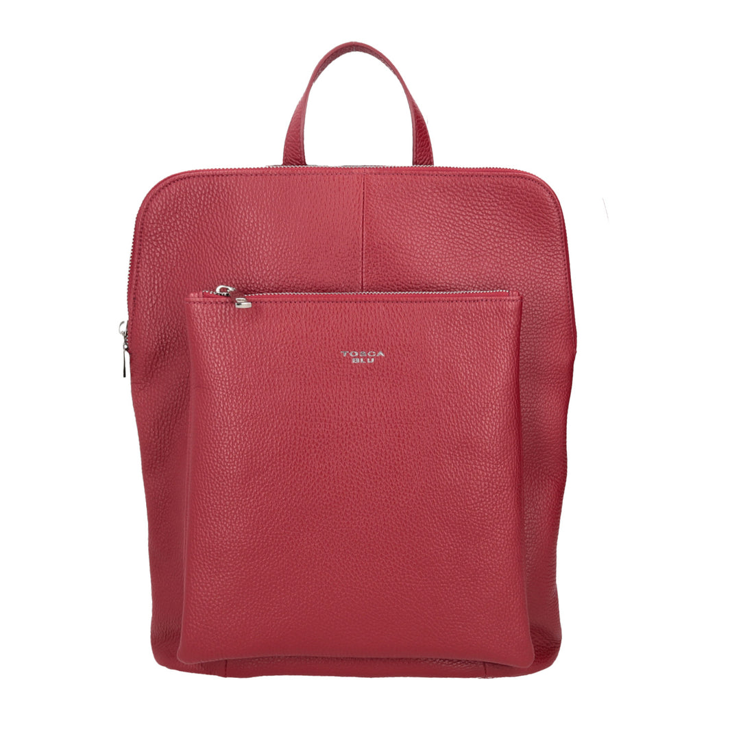 DARK RED LEATHER BACKPACK WITH ZIPPER CLOSURE