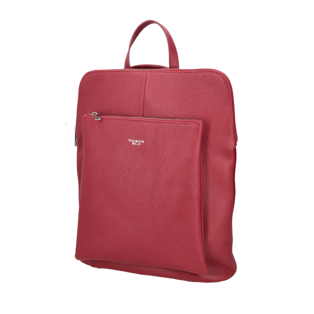 DARK RED LEATHER BACKPACK WITH ZIPPER CLOSURE