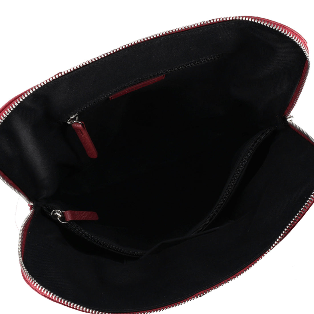DARK RED LEATHER BACKPACK WITH ZIPPER CLOSURE