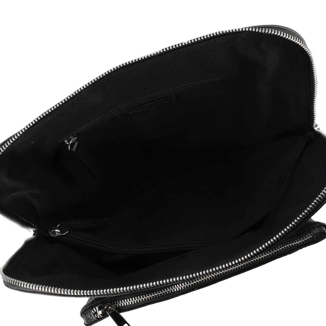 BLACK LEATHER BACKPACK WITH ZIPPER CLOSURE