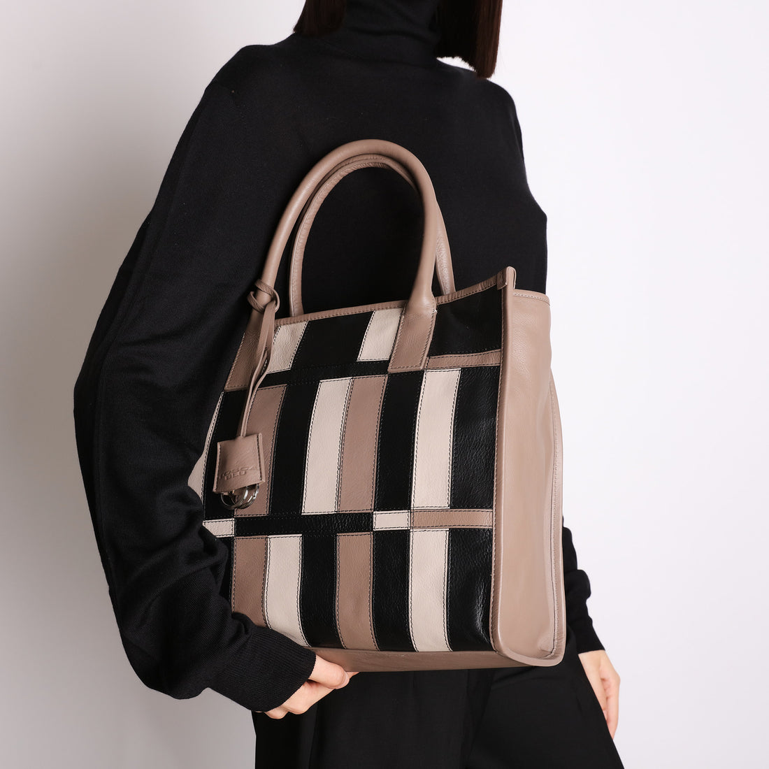 Shopping Taylor con patchwork colore fango