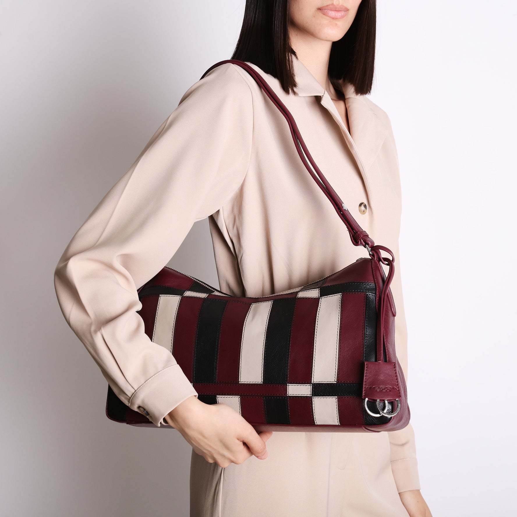 bordeaux taylor shoulder bag with patchwork