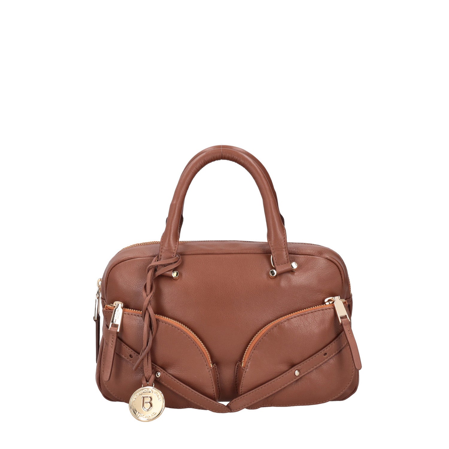 cognac alyson handbag with pockets