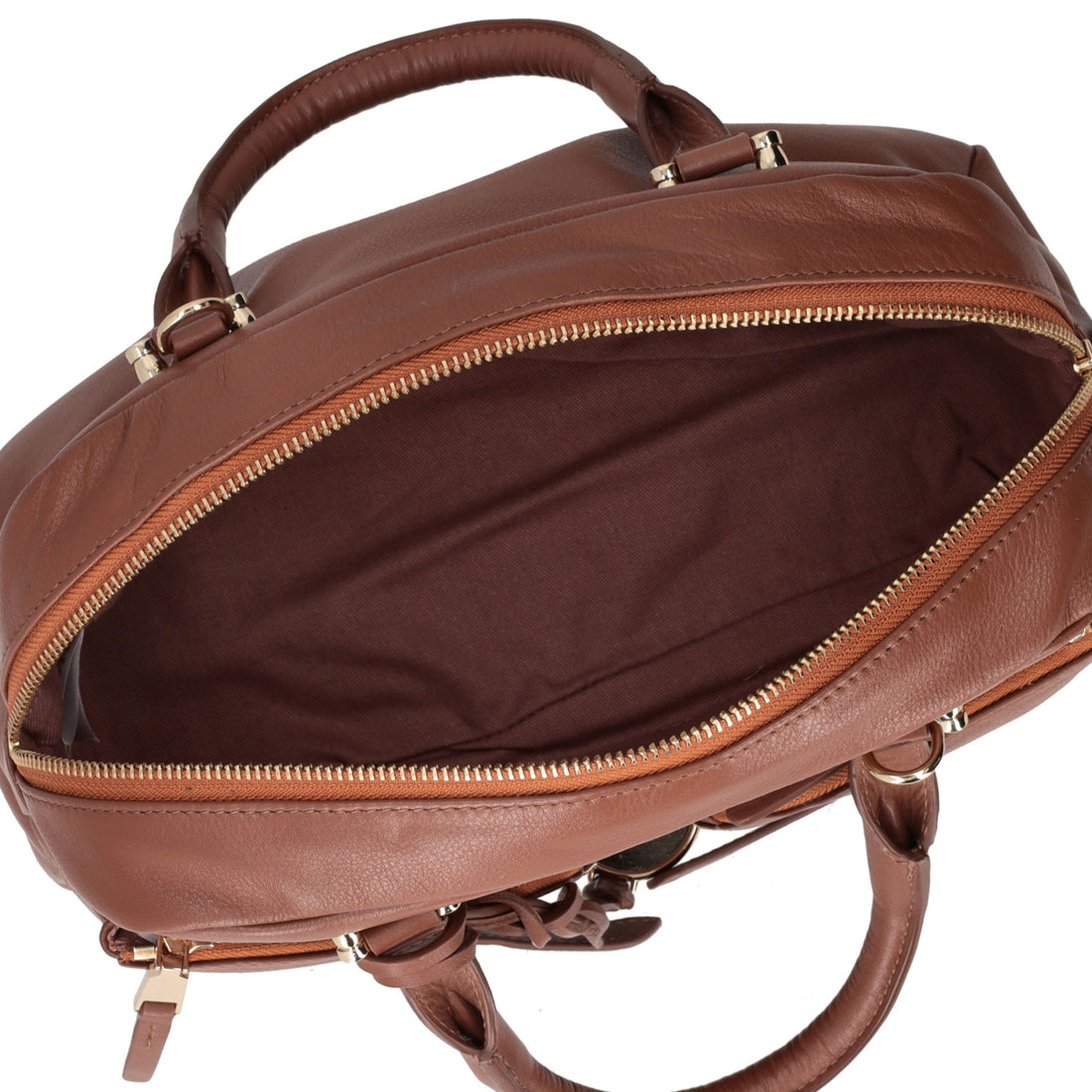 cognac alyson handbag with pockets