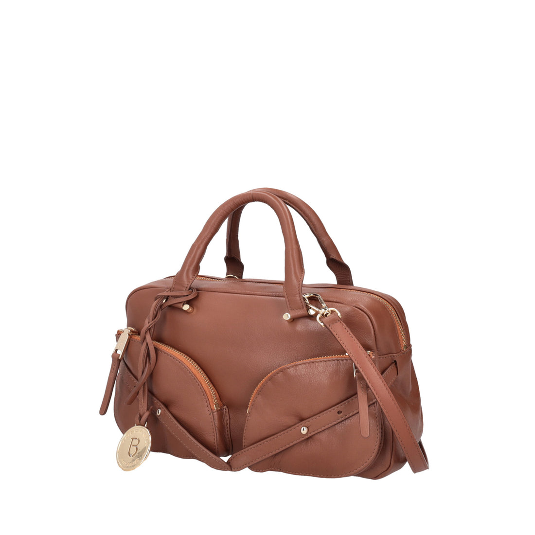 cognac alyson handbag with pockets