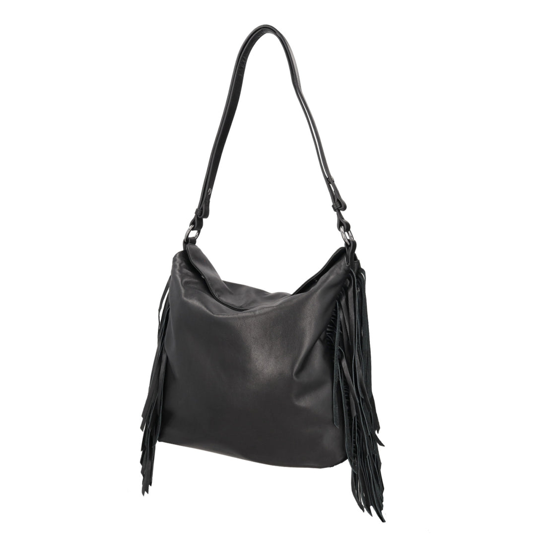 black janet large shoulder bag with fringes