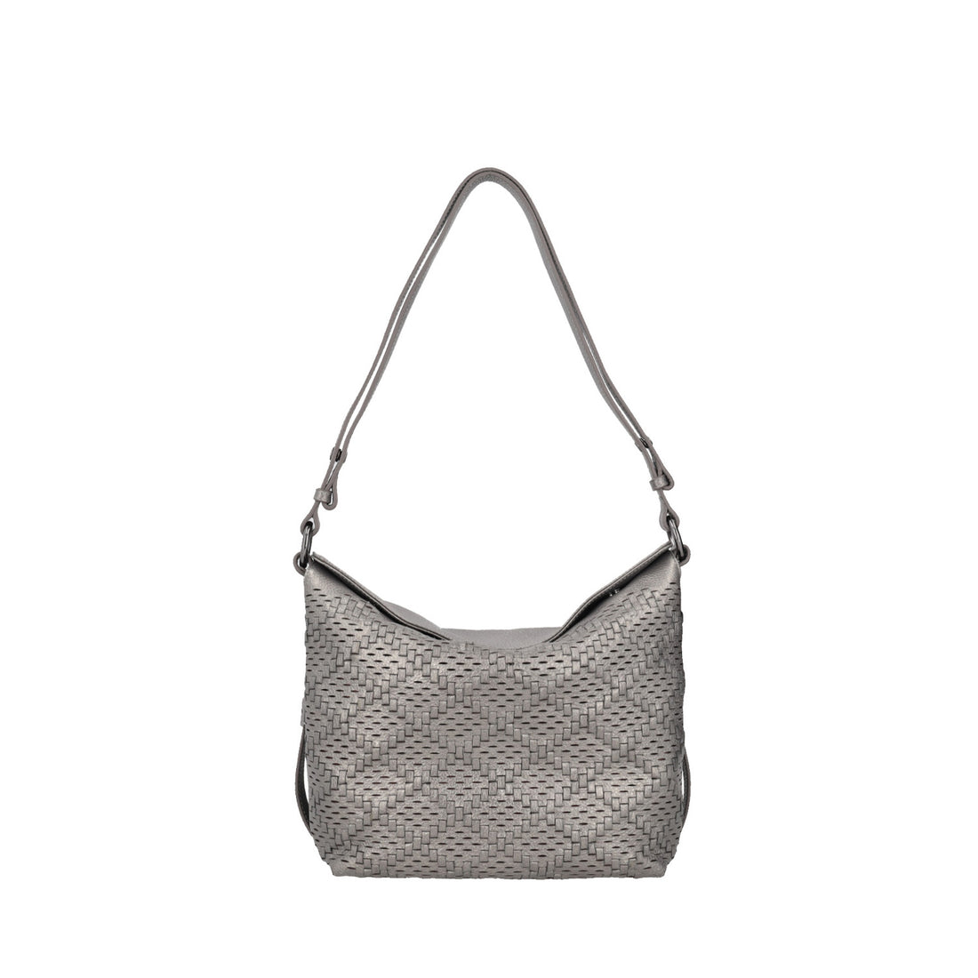 gun metal janet medium shoulder bag with woven
