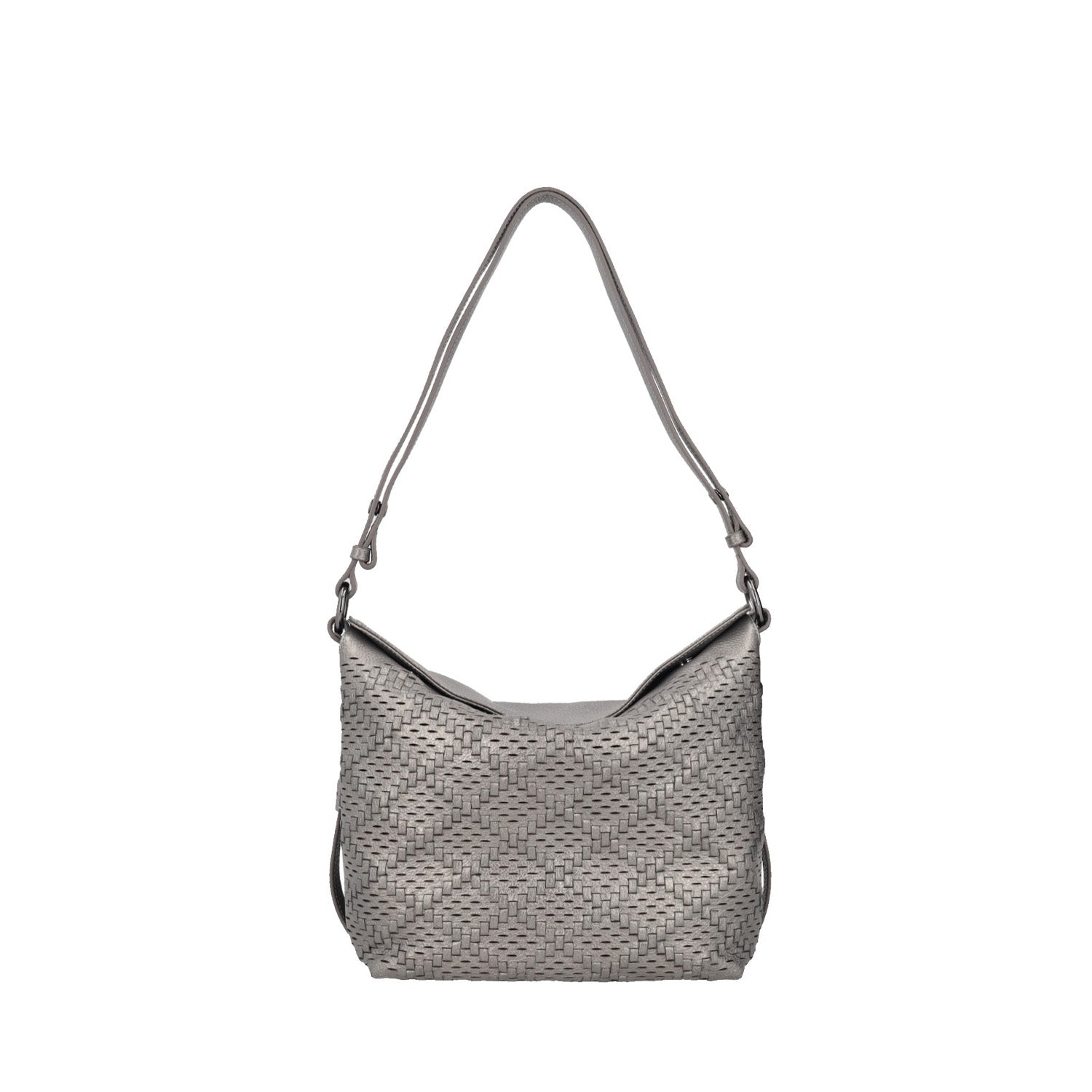 gun metal janet medium shoulder bag with woven