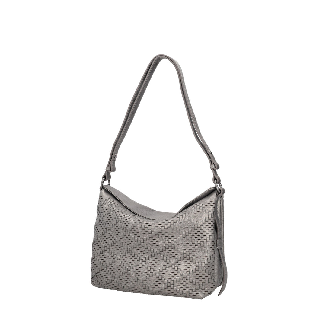 gun metal janet medium shoulder bag with woven