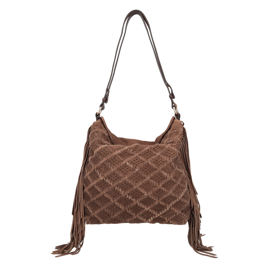 dark brown janet shoulder bag in suede