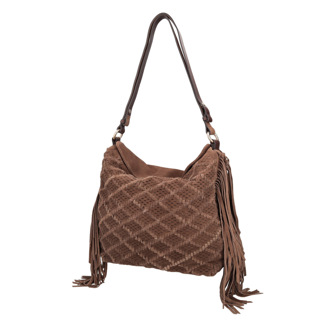 dark brown janet shoulder bag in suede