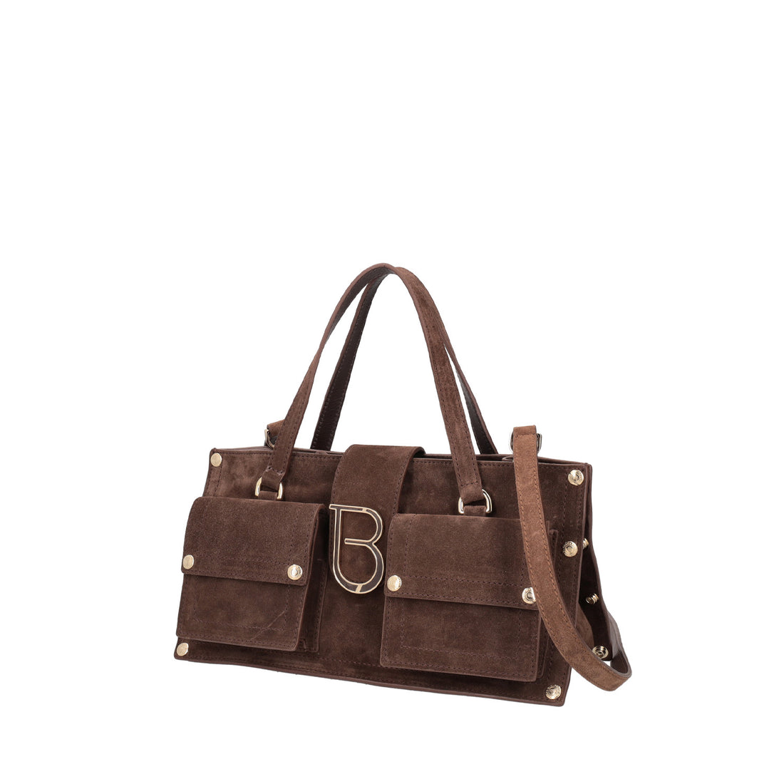 Borsa media Elodie in pelle scamosciata colore marrone