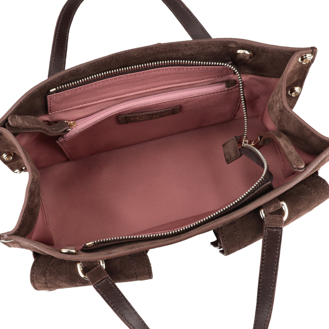 Borsa media Elodie in pelle scamosciata colore marrone