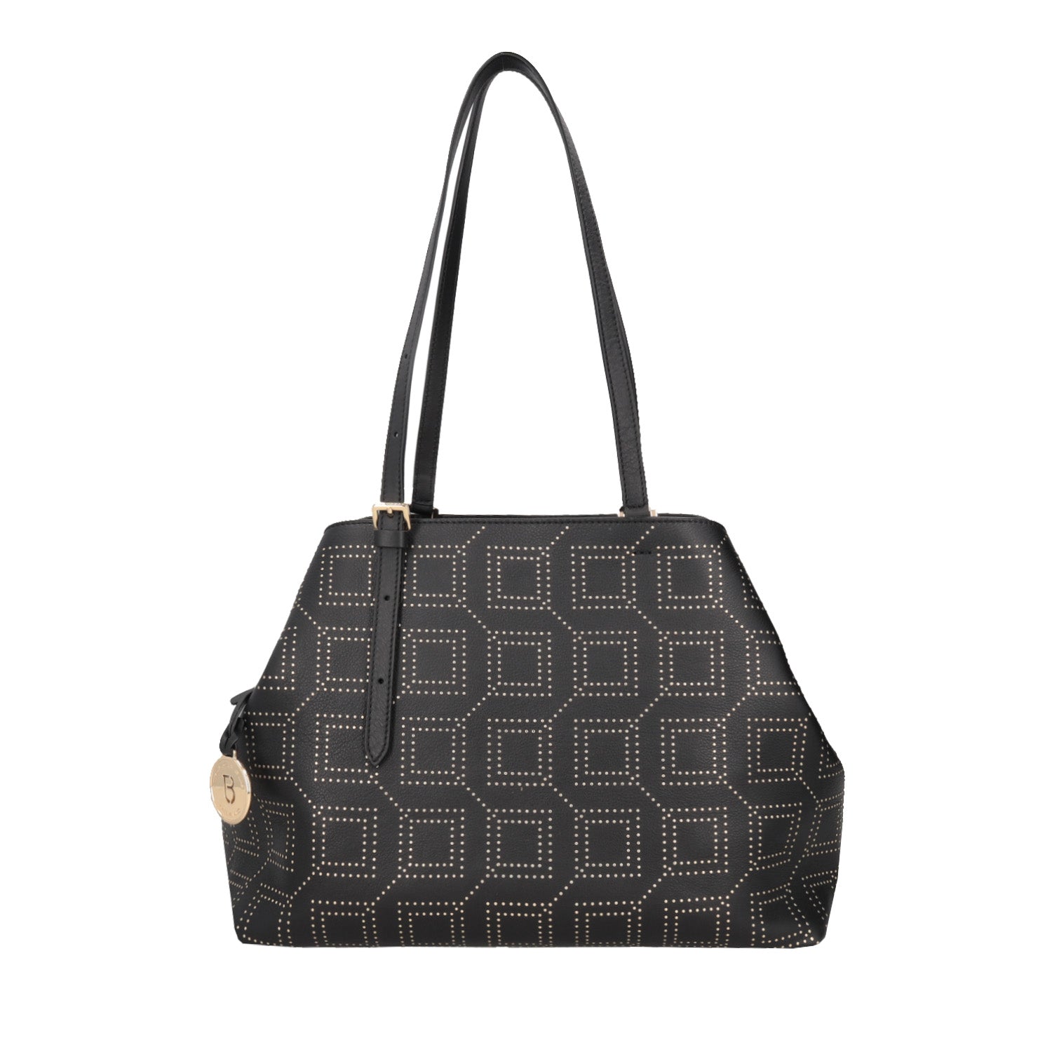 Shopping bag Cindy con microborchie stampate colore nero