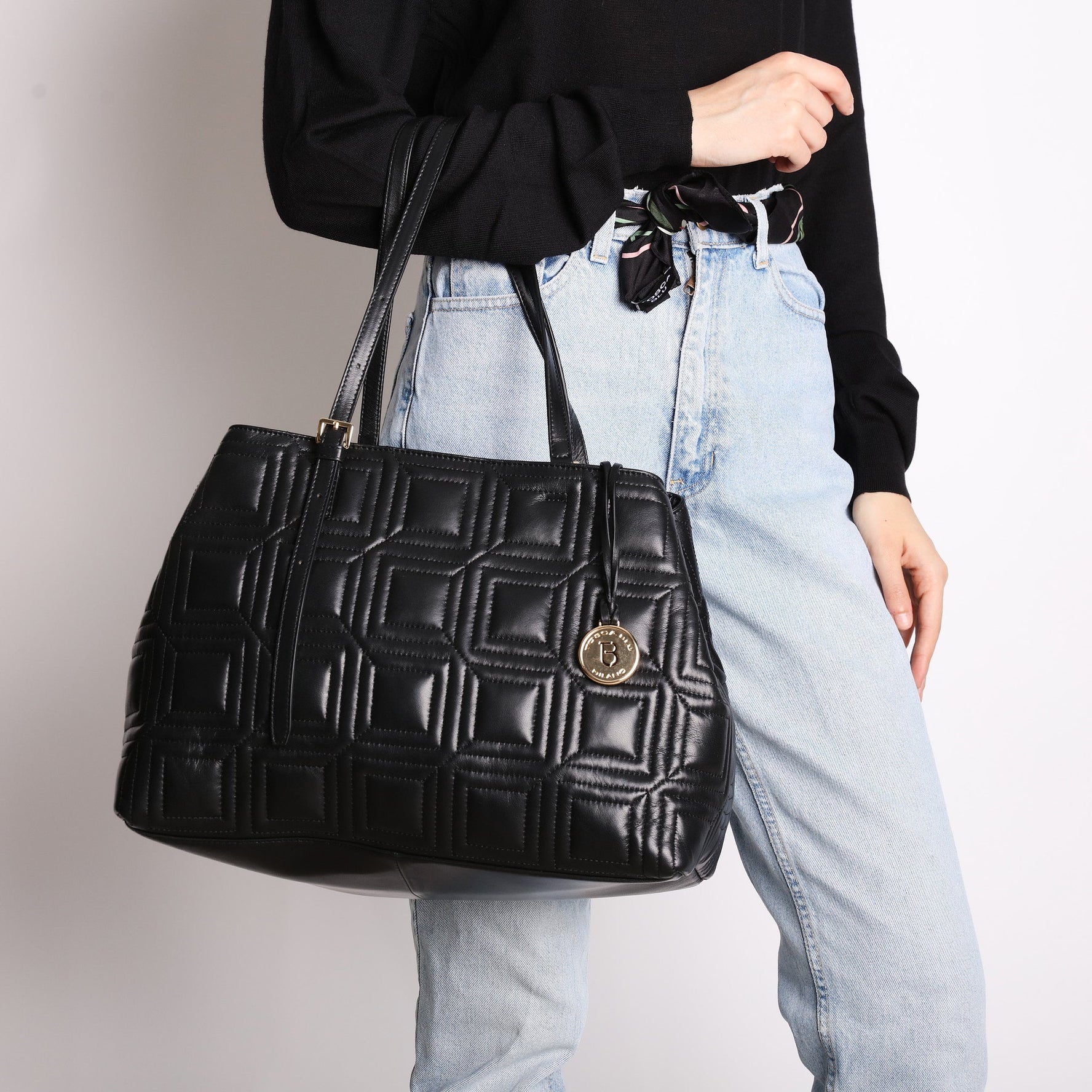 Shopping bag trapuntata Cindy colore nero