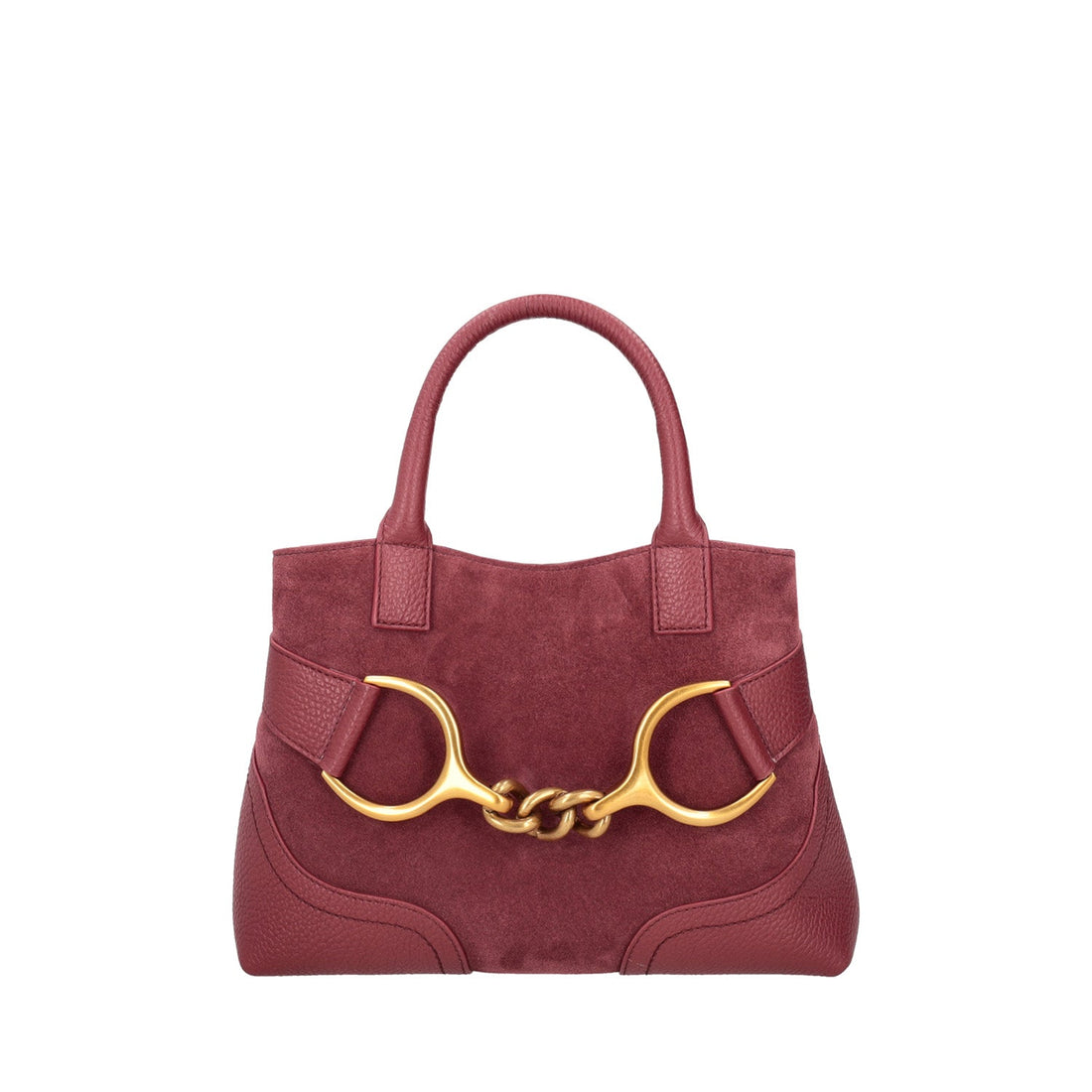 Borsa a mano Cecilia in pelle scamosciata colore bordeaux