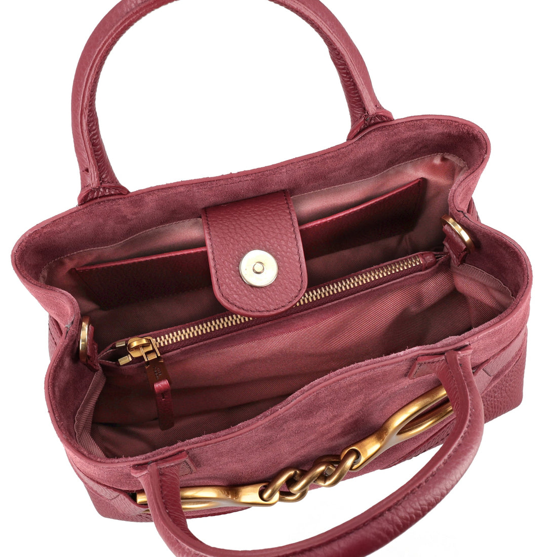 Borsa a mano Cecilia in pelle scamosciata colore bordeaux