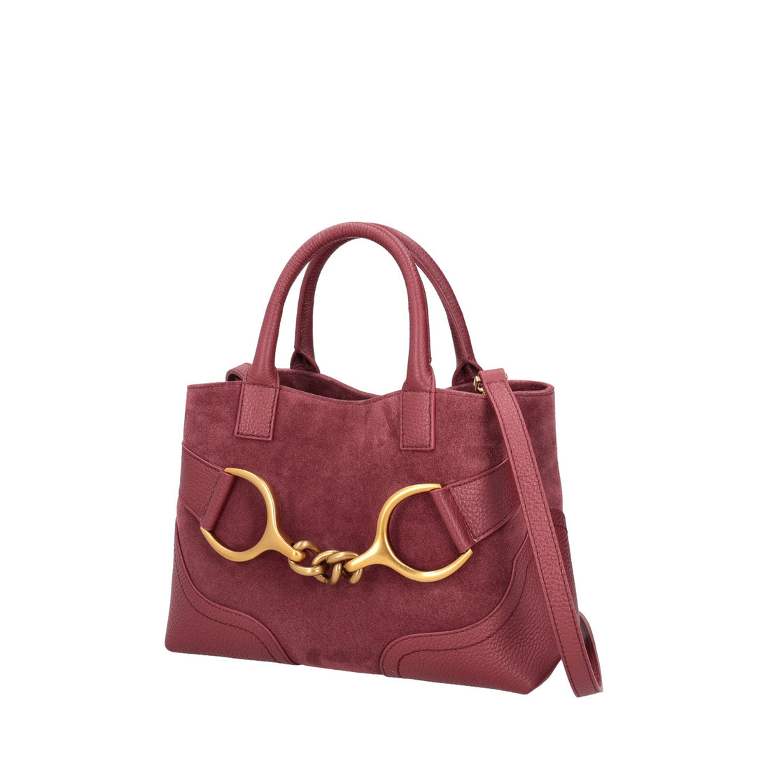 Borsa a mano Cecilia in pelle scamosciata colore bordeaux