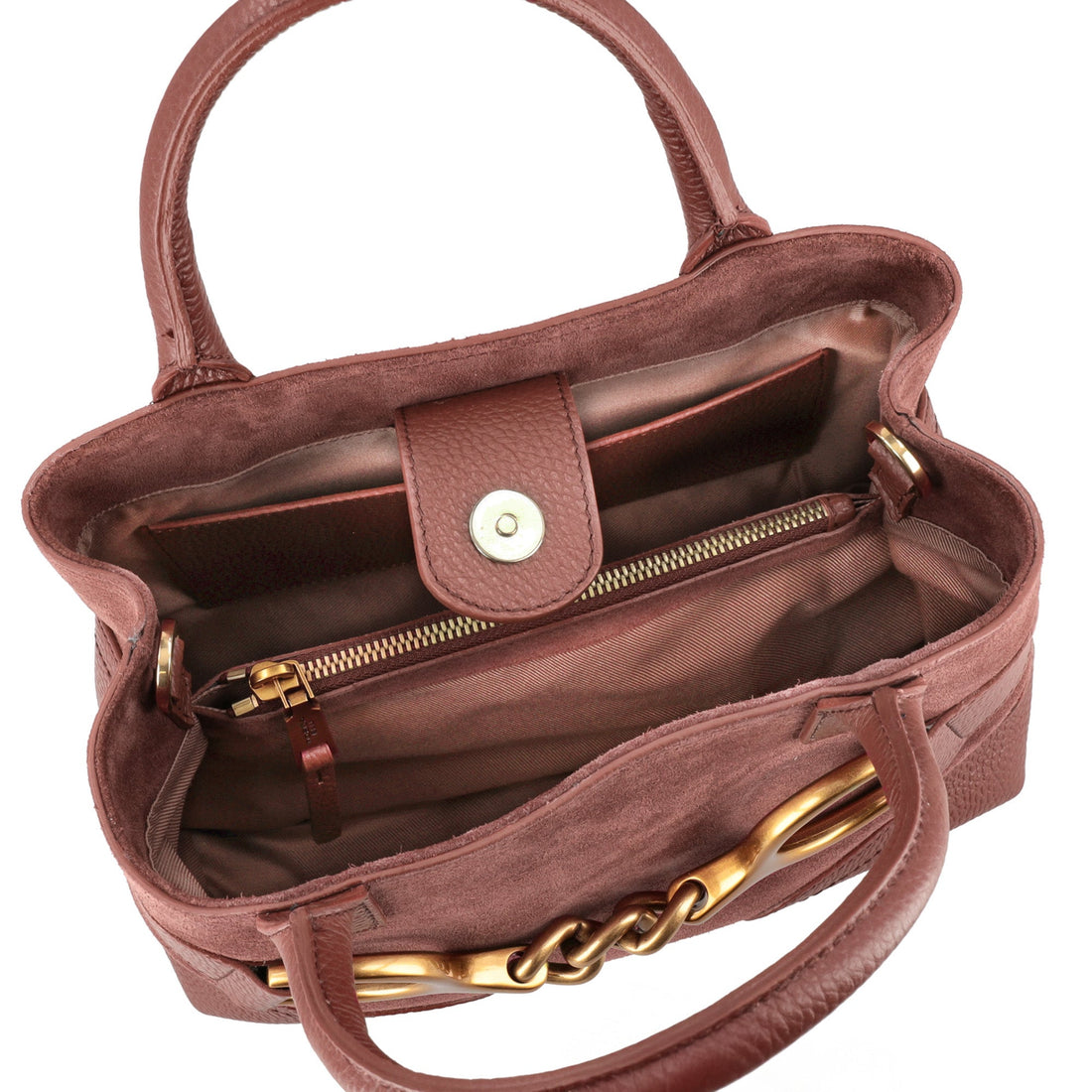 Borsa a mano Cecilia in pelle scamosciata colore marrone