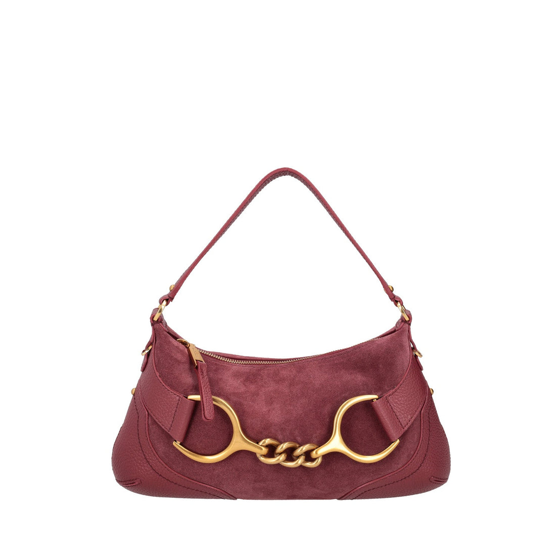 Borsa a tracolla Cecilia in pelle scamosciata colore bordeaux