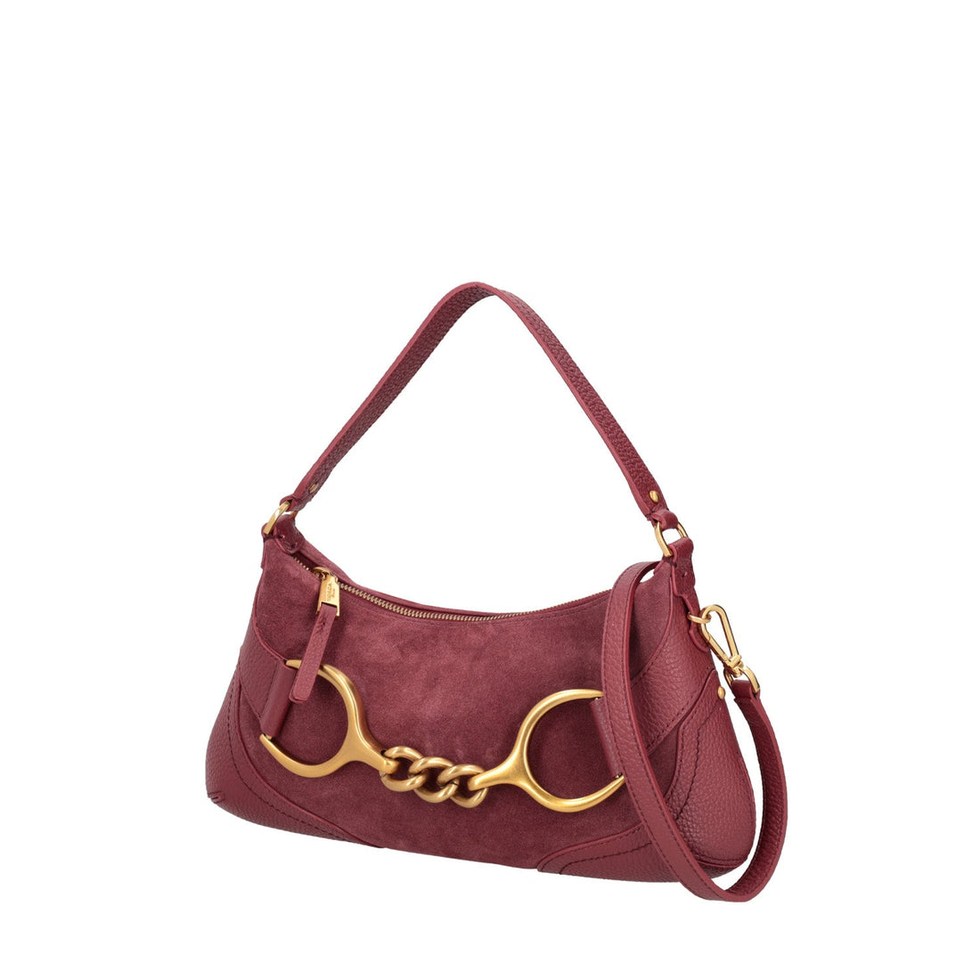 Borsa a tracolla Cecilia in pelle scamosciata colore bordeaux