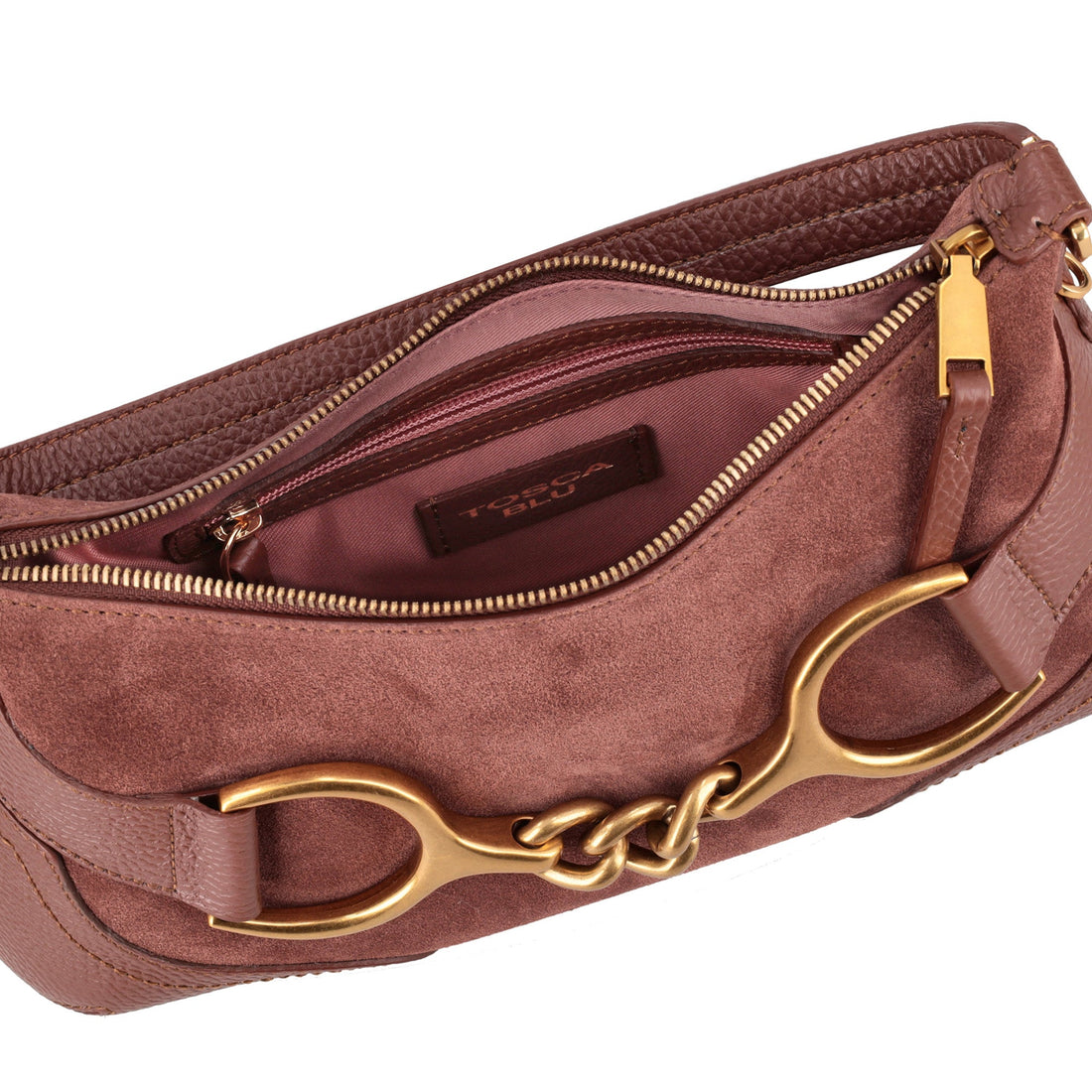 Borsa a tracolla Cecilia in pelle scamosciata colore marrone