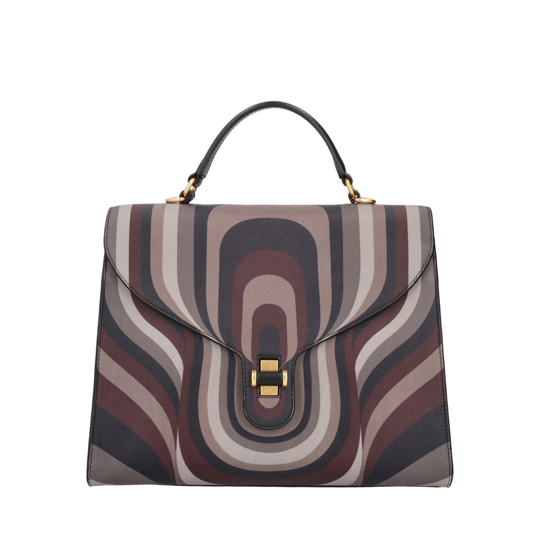 Borsa a mano grande Grace con stampa geometrica colore fango