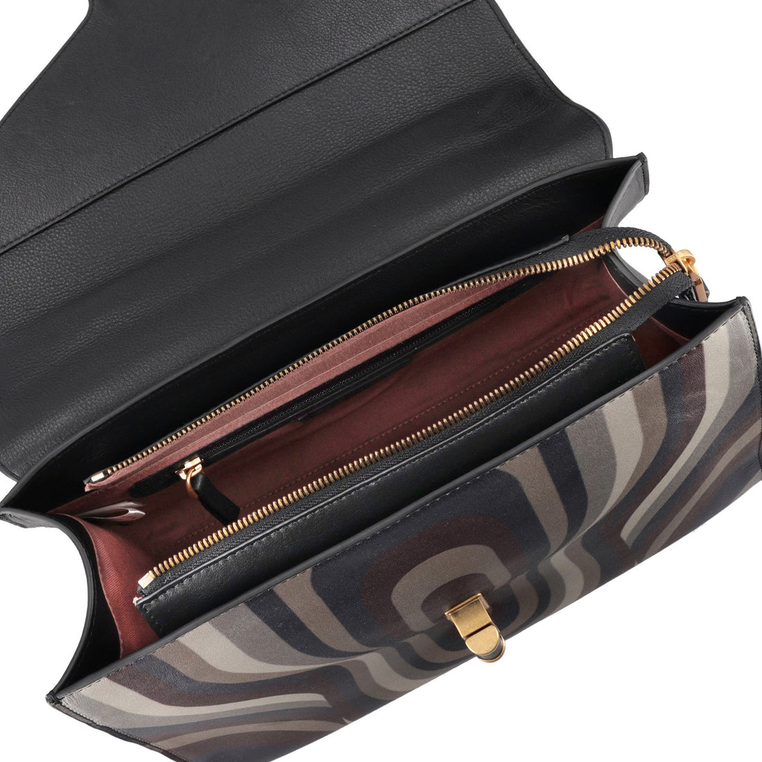 Borsa a mano grande Grace con stampa geometrica colore fango