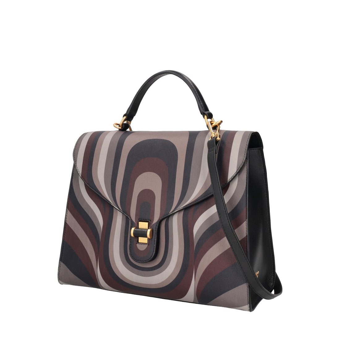Borsa a mano grande Grace con stampa geometrica colore fango