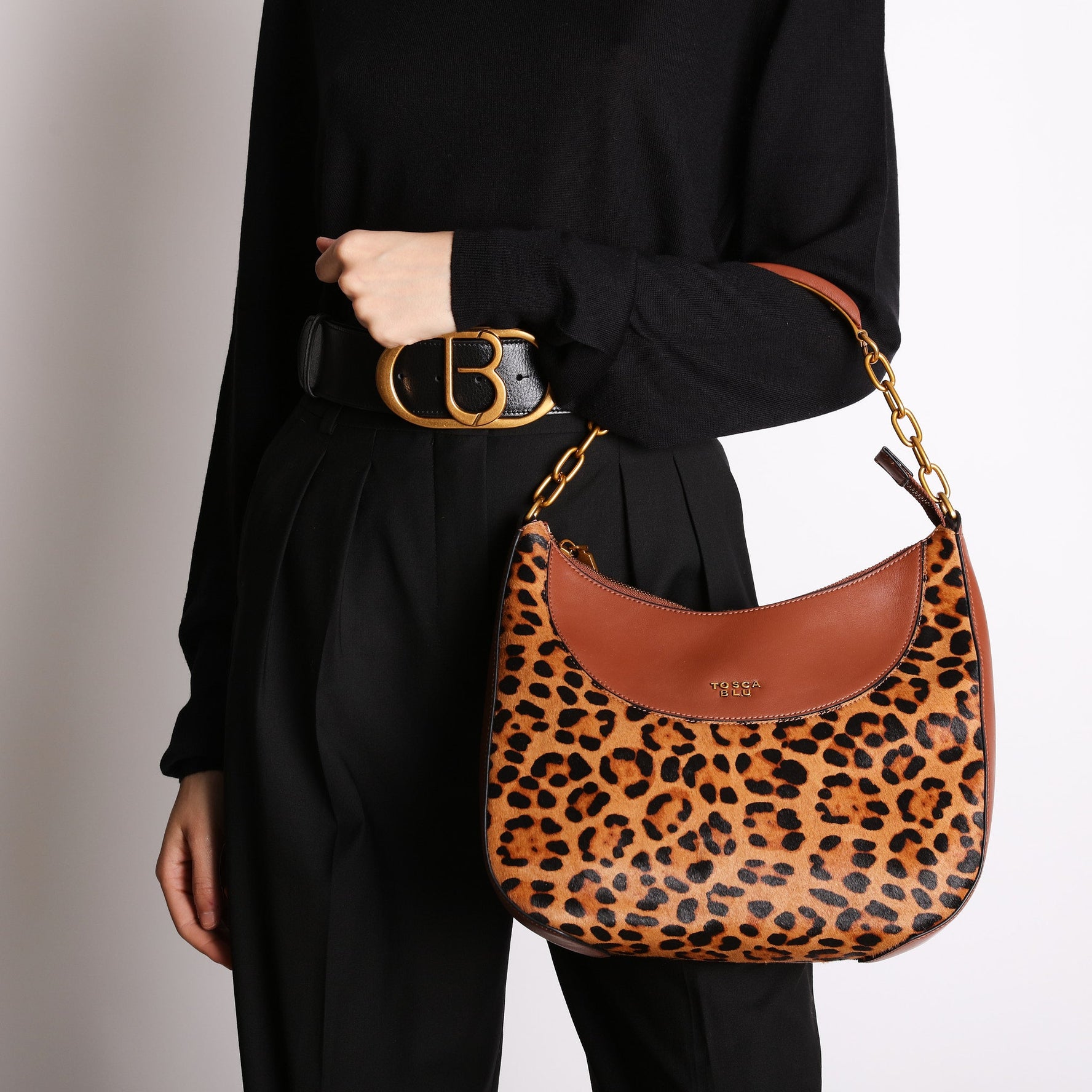 Borsa a spalla Madison animalier colore cognac