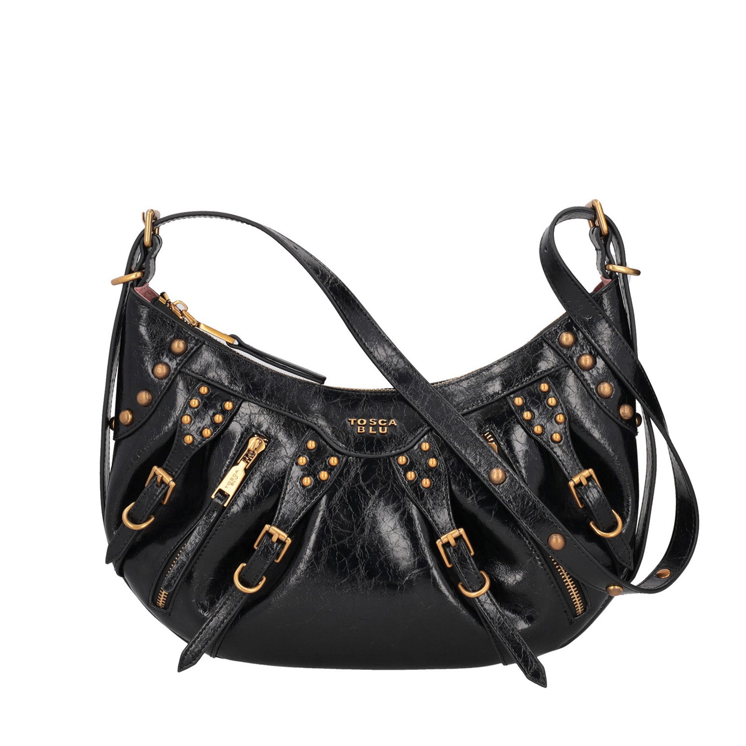 Borsa a tracolla Shirley con borchie colore nero