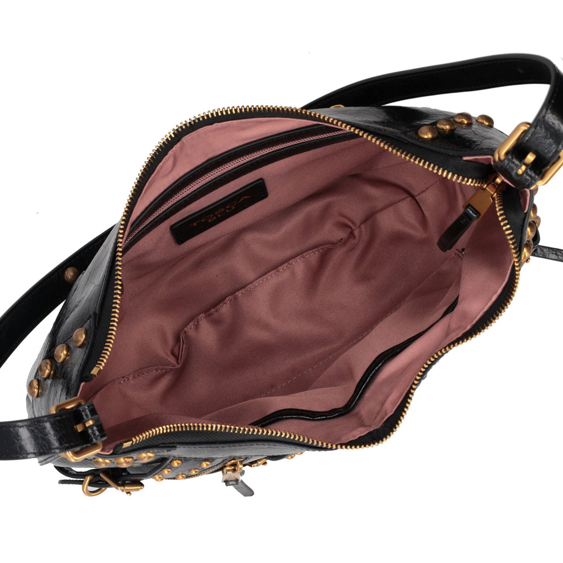 Borsa a tracolla Shirley con borchie colore nero