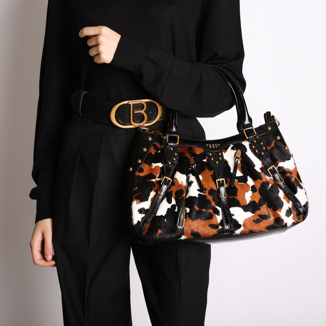 Borsa a mano Shirley con stampa animalier colore nero