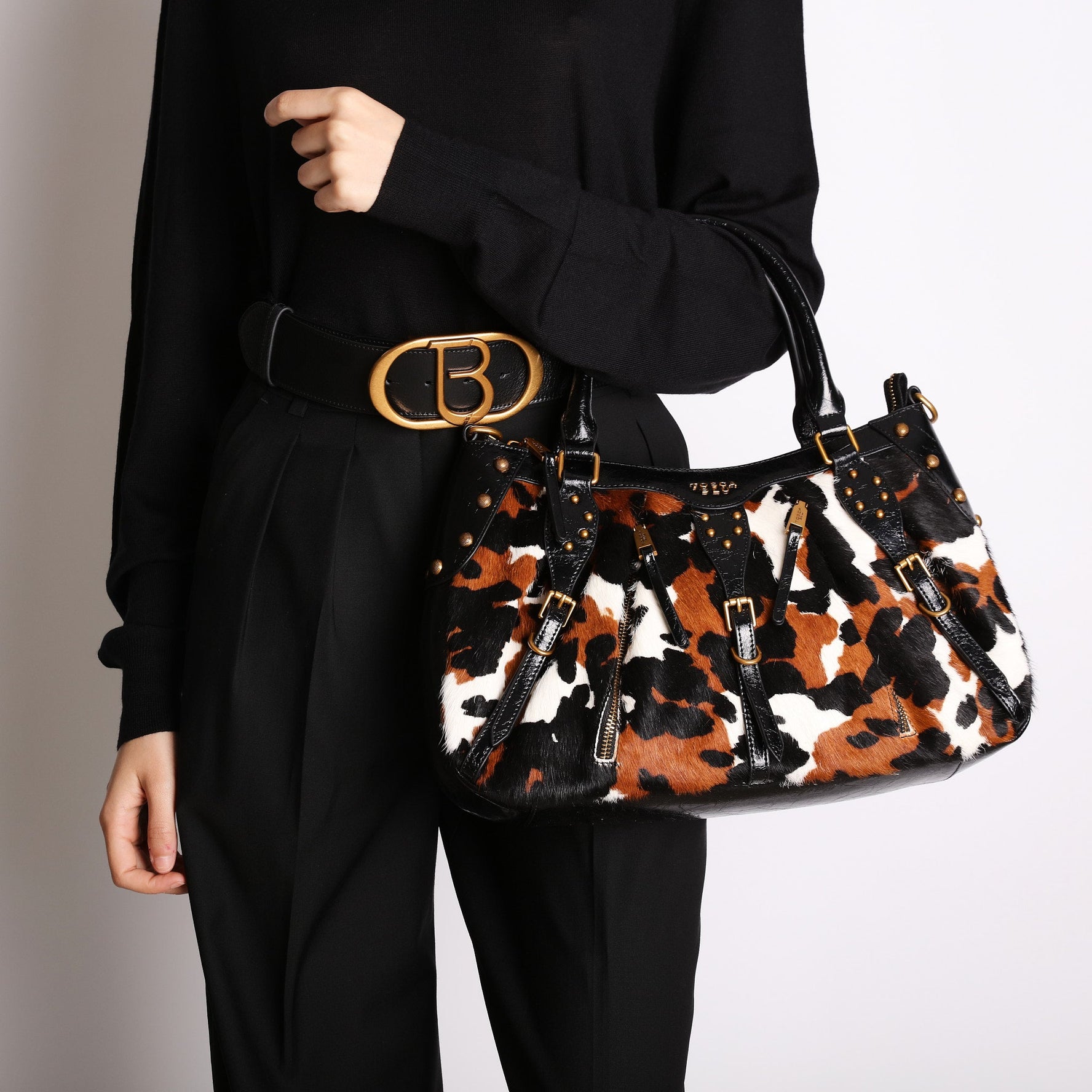 Borsa a mano Shirley con stampa animalier colore nero