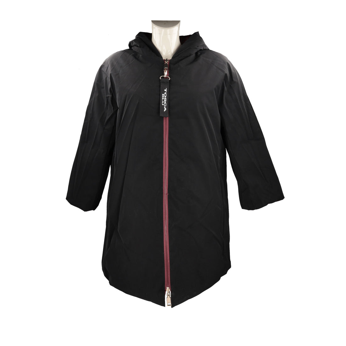 Eggplant Double-faced outerwear with hood