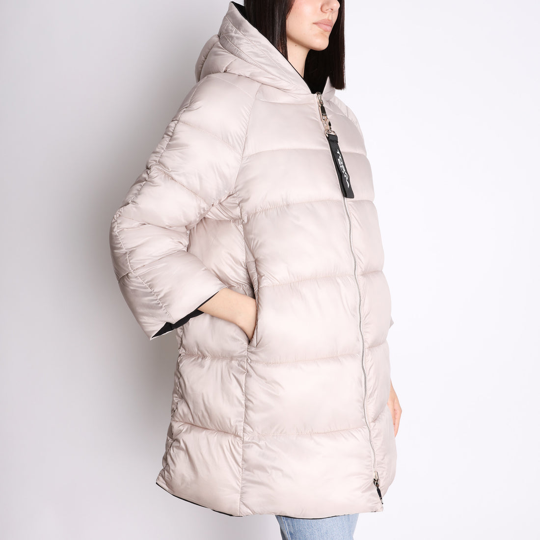 Champagne Double-faced outerwear with hood