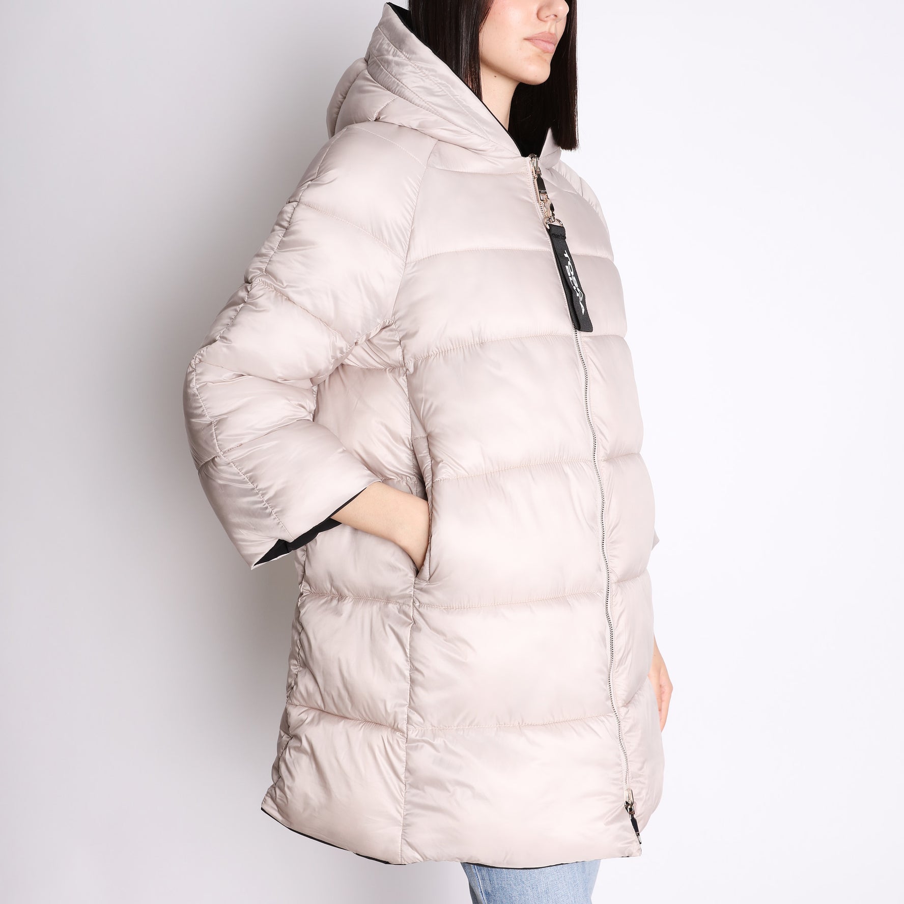 Champagne Double-faced outerwear with hood