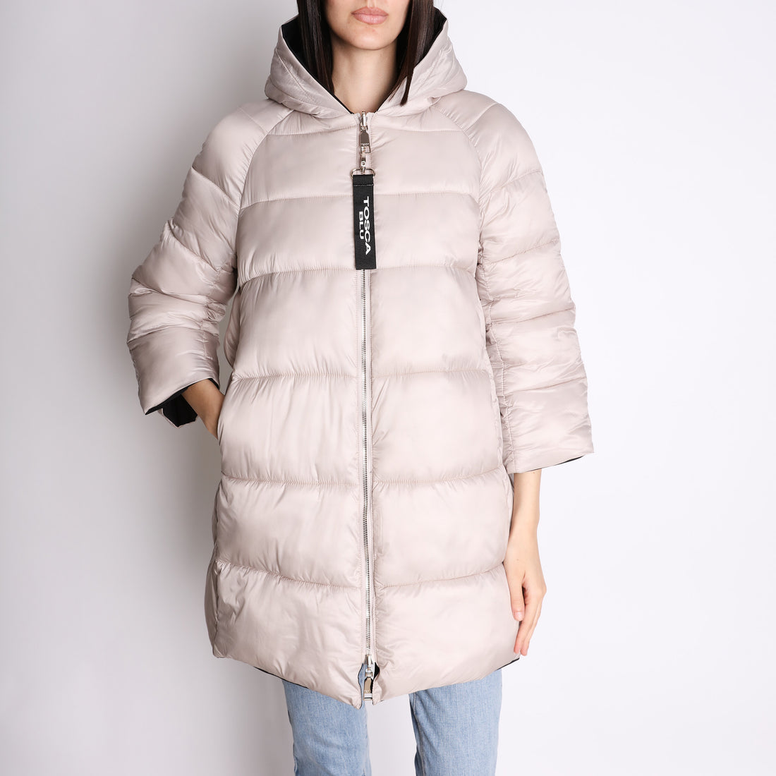 Champagne Double-faced outerwear with hood