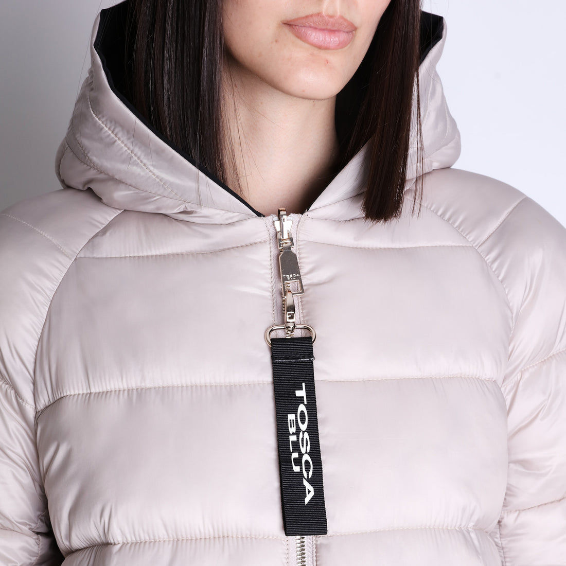 Champagne Double-faced outerwear with hood