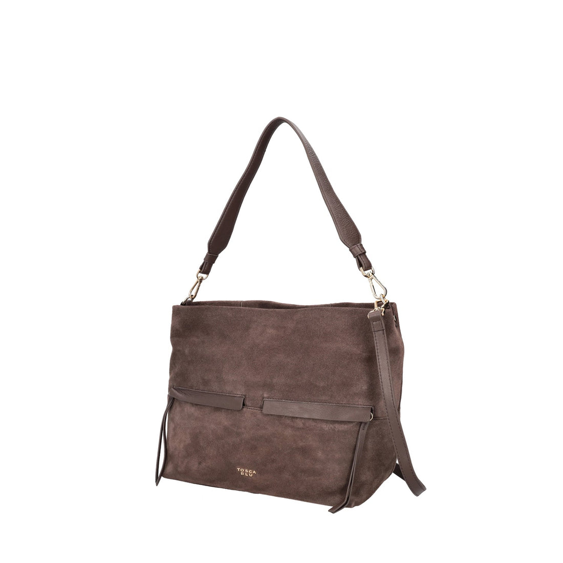 Borsa a spalla in pelle scamosciata Marlowe colore testa di moro