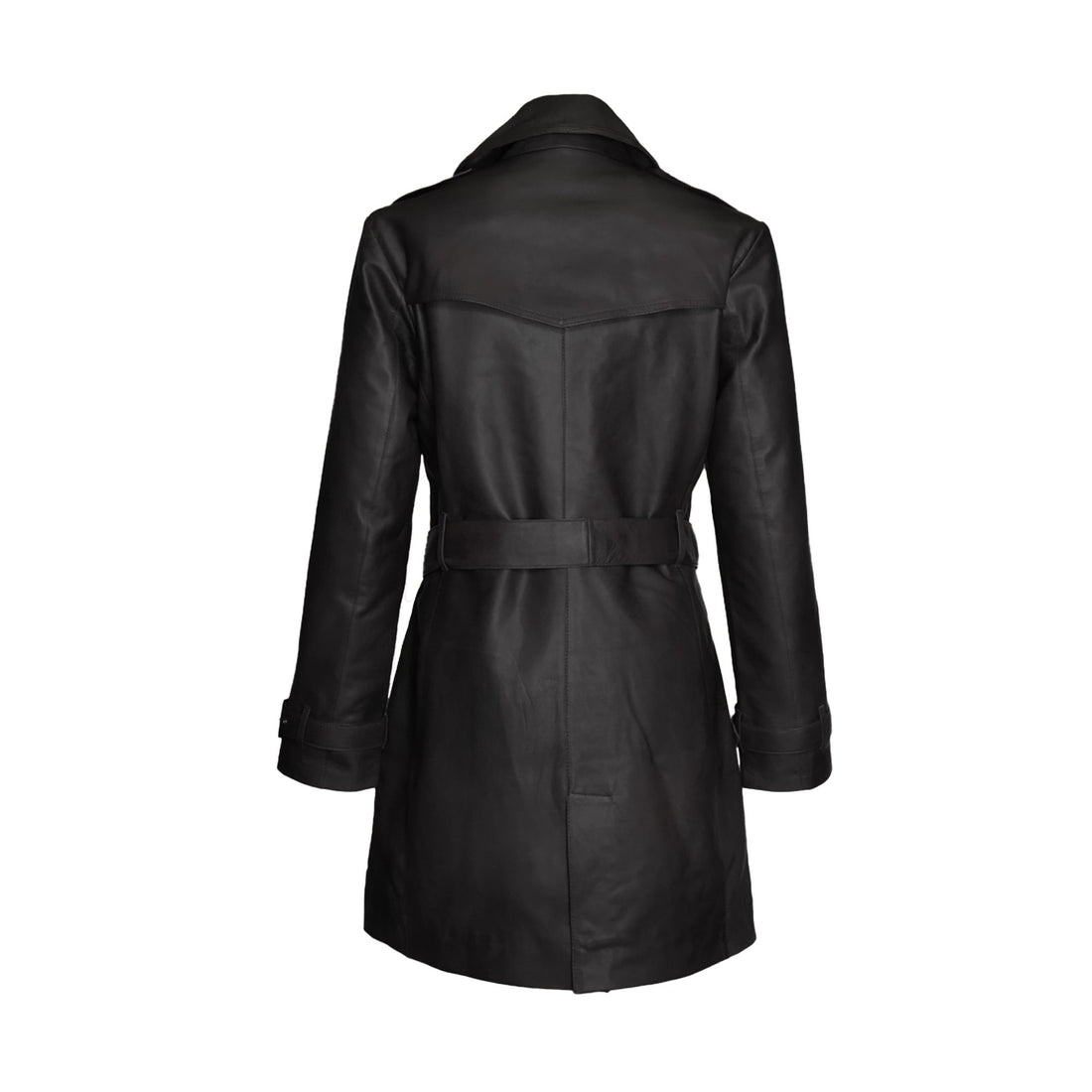 black long leather trench coat