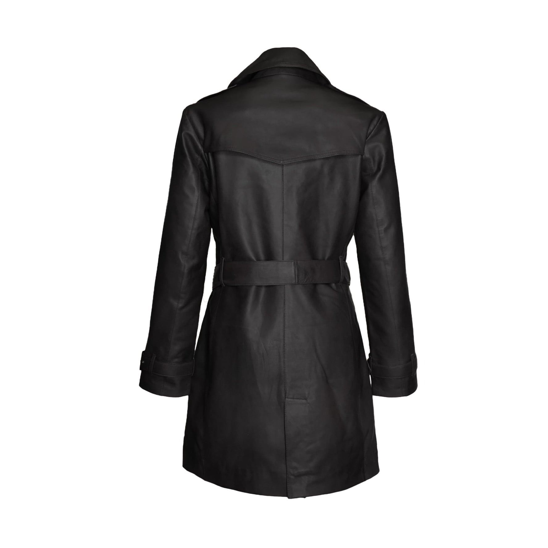 black long leather trench coat