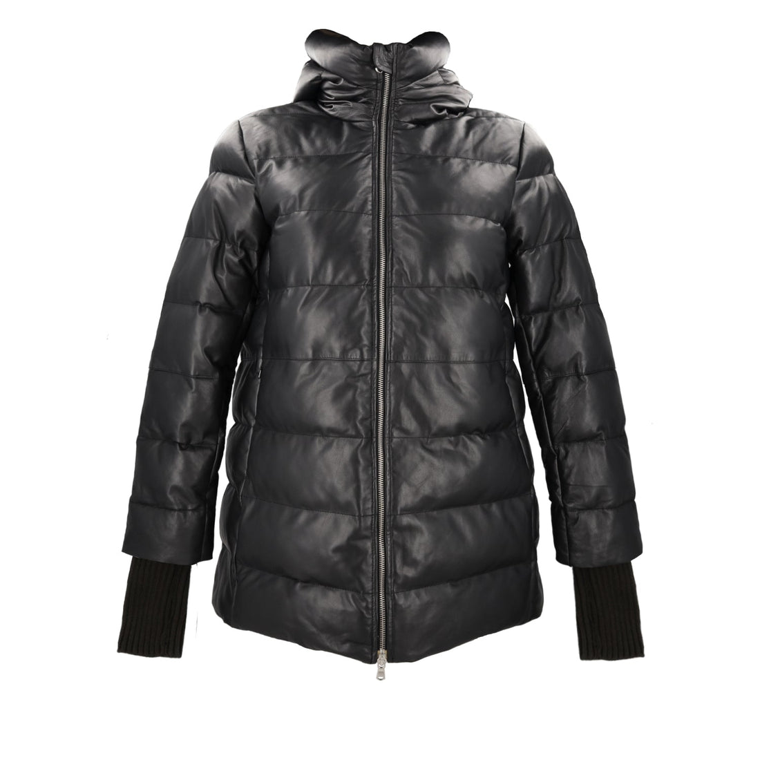 black long leather jacket